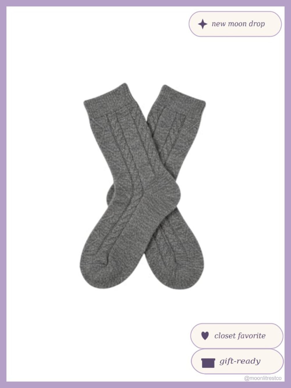 100% Cashmere Cable Knit Sleep Socks 3-Ply Cozy Warm Bed Socks